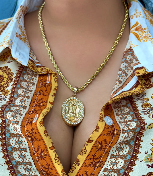 THICK ICED OUT VIRGEN NECLACE